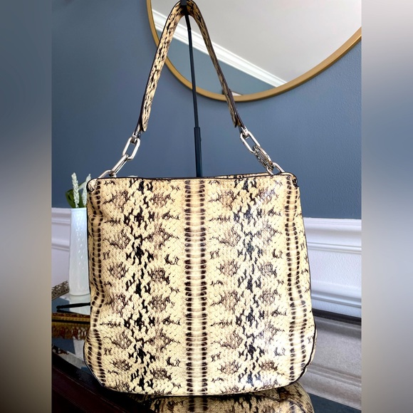 Michael Kors Snake Print Tote - Cream and Black - Picture 5 of 10